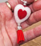 Needle Felted Heart Keychain – Red & White Heart Charm with Tassel, Free Postage - Image 6