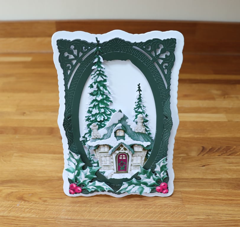 Christmas Cottage With Holly.