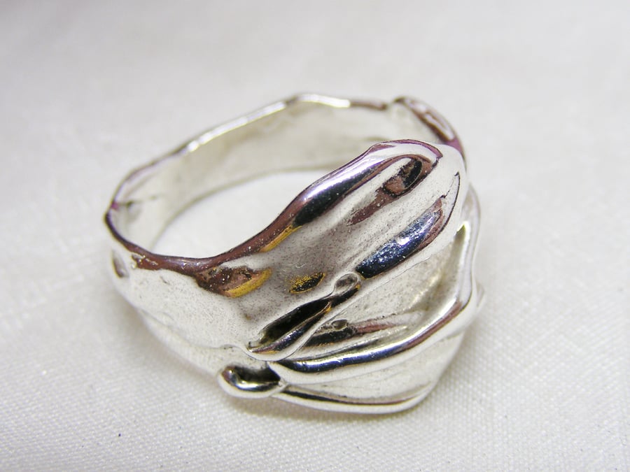Textured Silver Fluidity ring, size R 1.2, uniq... - Folksy