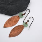 copper leaf earrings