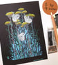 Three Cabbage White Butterflies original wall art, small drawing - Image 9