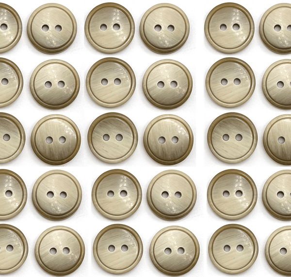 30 Etched Ring Edge Design Buttons, Olive Green, 15mm, Pack of 30, Bigger Bag