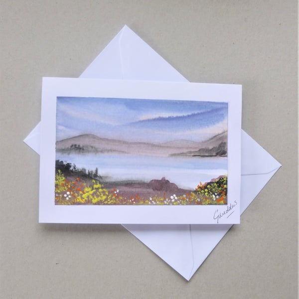 landscape hand painted original art greetings card ( ref F 459.B6 )