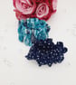 Ruffled scrunchie set,  navy polkadot and turquoise rose.  - Image 2