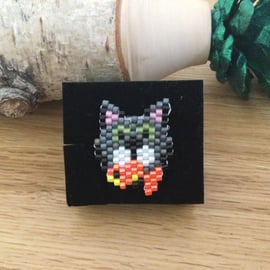 Beaded Cartoon Cat and Goldfish