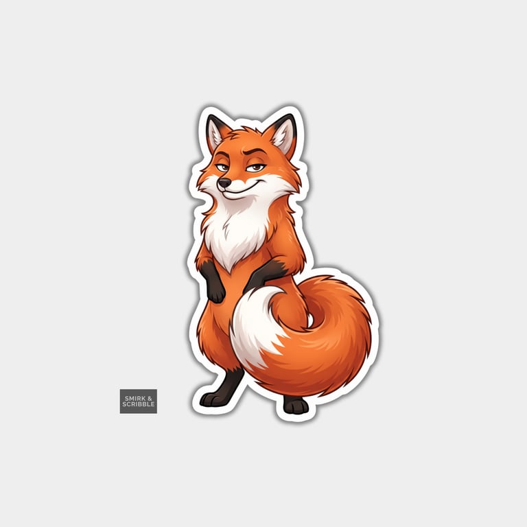Funny Die Cut Vinyl Sticker - Cheeky Posing Fox 