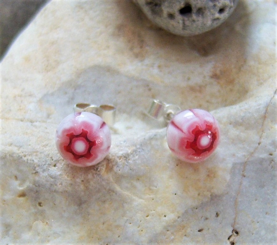 Millefiori glass stud earrings