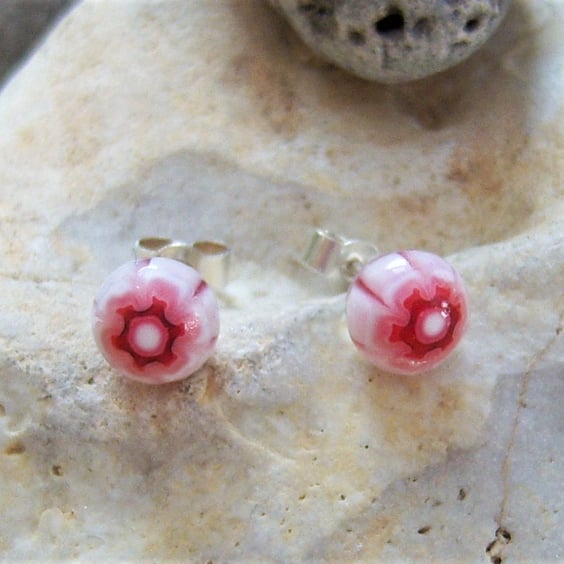 Millefiori glass stud earrings