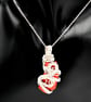Coral silver plated wire wrapped pendant - Image 3