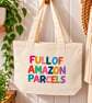 Full of Amazon Parcels – Colourful Canvas Tote Bag with Zip – Online Shopping