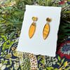 Gold Mirror Acrylic Elongated Marquise Geometric Dangle Earrings
