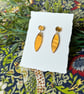 Gold Mirror Acrylic Elongated Marquise Geometric Dangle Earrings