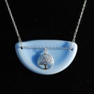 Blue beach glass tree of life pendant