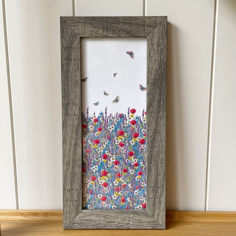 'Butterfly Meadow' 10" x 4" Framed Print