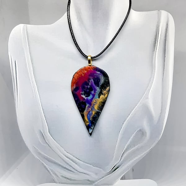 Fluid art pendant necklace 