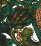 Bold Vivid Green Copper Jade Ornate 50s 60s Barkcloth Vintage Fabric Lampshade - Image 2