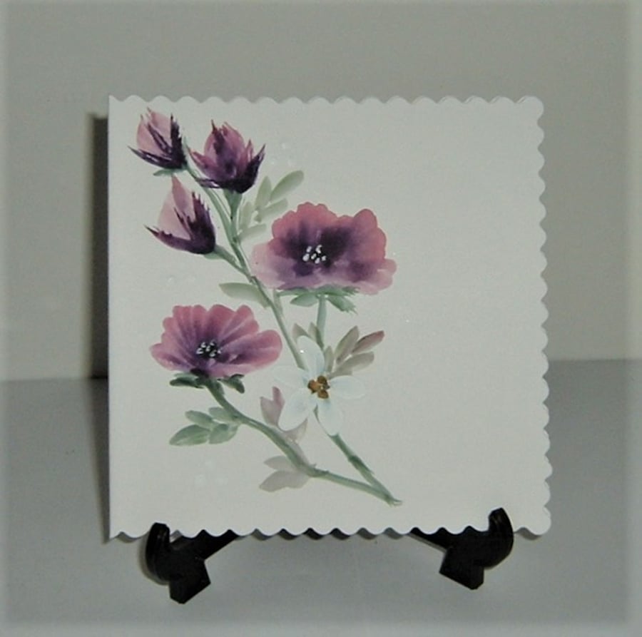 all occasion card, hand painted floral greetings card ( ref F 864 )