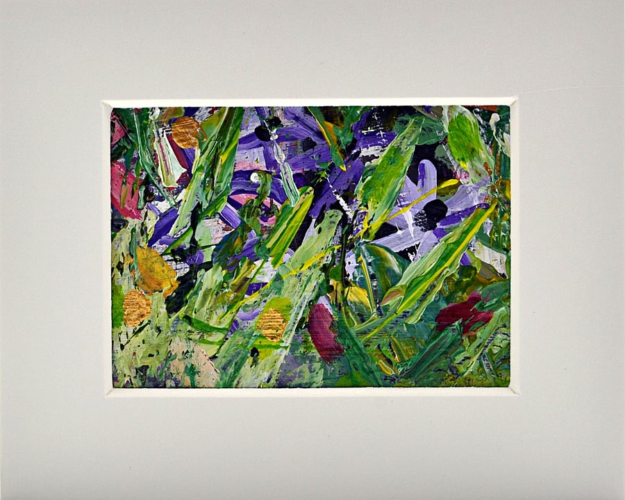 ACEO Original Painting of Tiny Flowers in the Long Grass