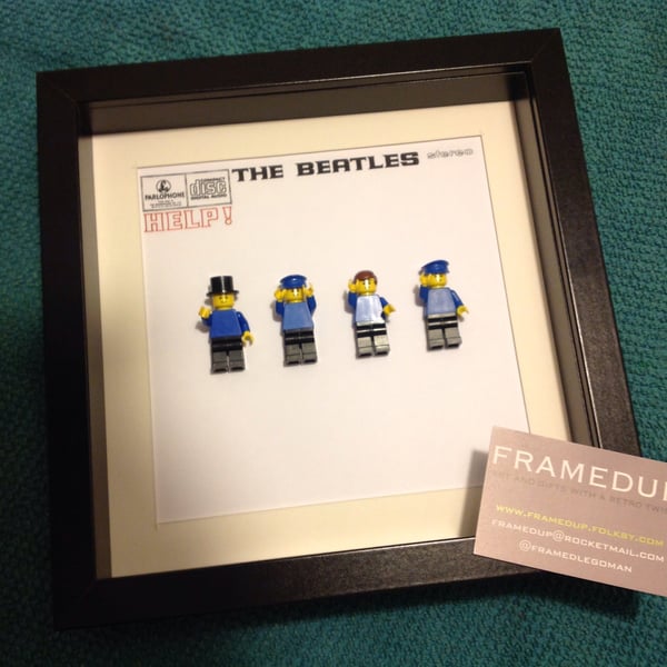 BEATLES - CUSTOM LEGO FRAMED FIGURES ALBUM COVER