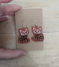 Red Panda earrings, machine embroidered gift for women girls, present jewellery  - Image 7