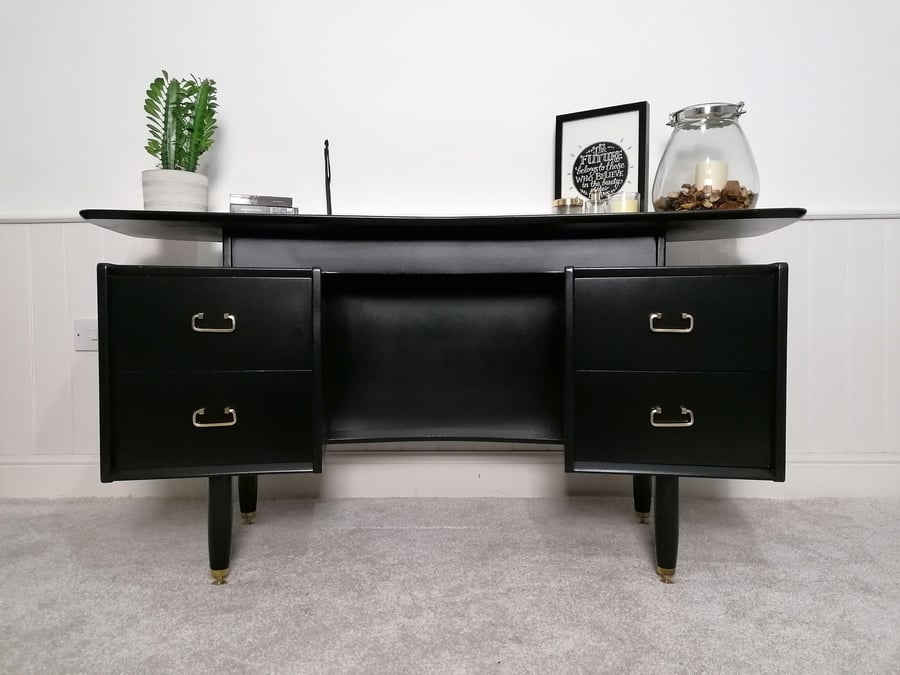 Dressing Table Upcycled Desk Painted Furniture black and gold vintage G Plan