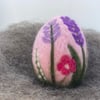 Felted Easter Egg, Needle Felt Easter Decoration, LAVENDER, PURPLE, Flowers