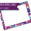 Printed self-adhesive address labels, funky flowers