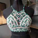 XS handmade crochet halter neck bralette top adjustable 
