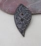 Medium Dark Earth Leaf Shaped Ceramic Button - Image 1
