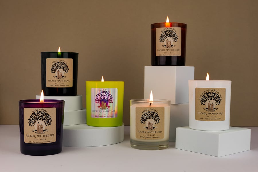 Handmade 220g Coconut Soy Wax Candles, various scents