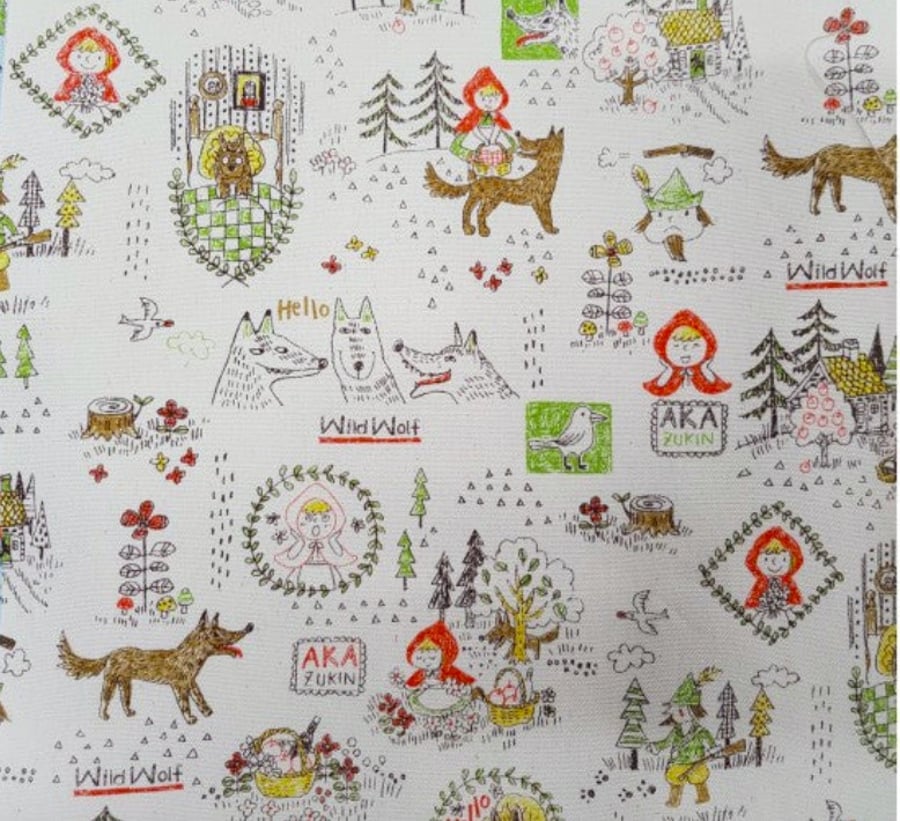 Wild Wolf Red Riding Hood Kokka cotton twill fabric FQ