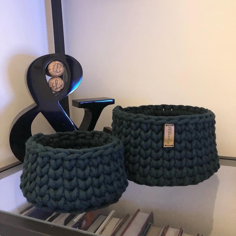 Handmade Crochet knitted Nest of two baskets