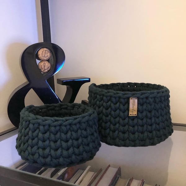 Handmade Crochet knitted Nest of two baskets