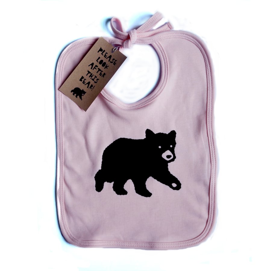 ' Bear Pink' Organic Cotton Bib