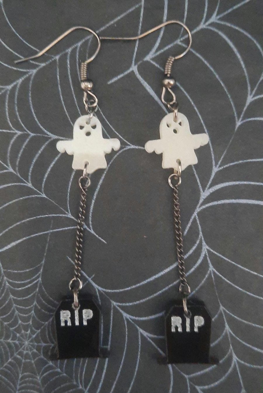 Ghost and Grave Dangle Earrings - Glow in the Dark!