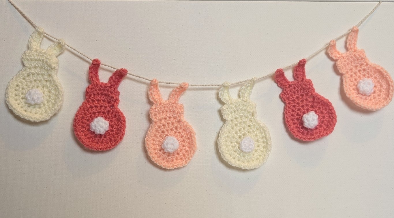 Handmade crochet rabbit garland - girl