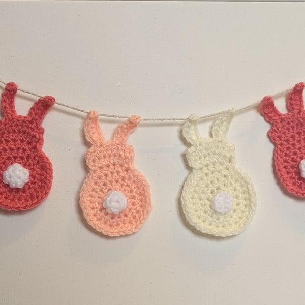 Handmade crochet rabbit garland - girl