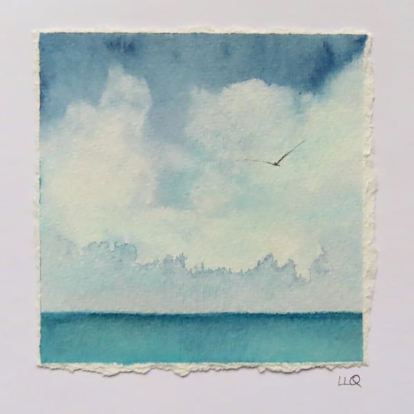 OOAK original watercolour handpainted artist coastal card
