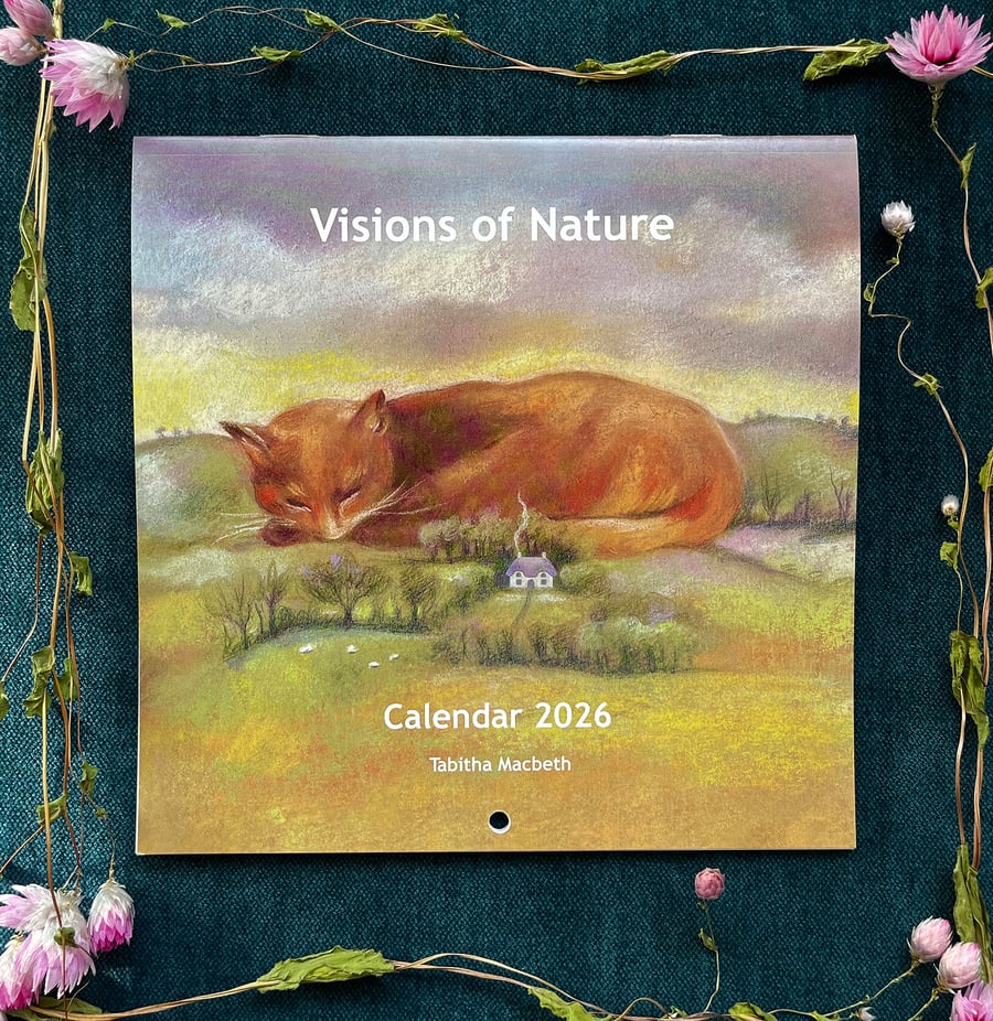 2026 Nature Art Calendar: Wildlife illustrations, wall calendar 
