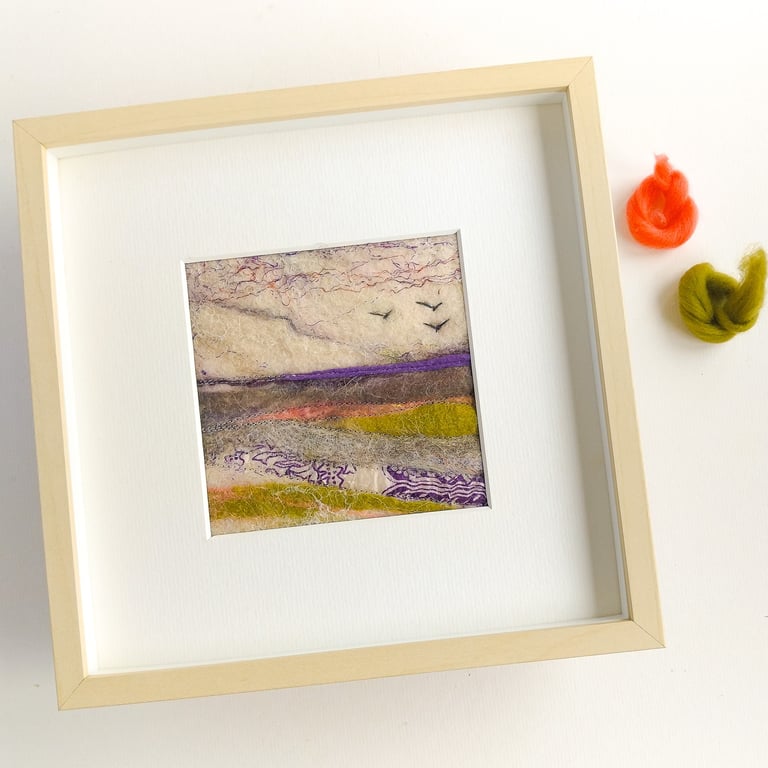 Original Felt and Stitch Landscape, a rainy day on the Cumbrian fells 