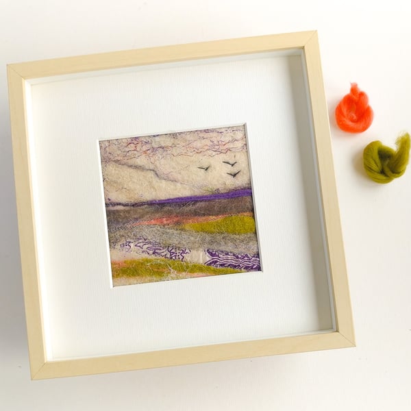 Original Felt and Stitch Landscape, a rainy day on the Cumbrian fells 