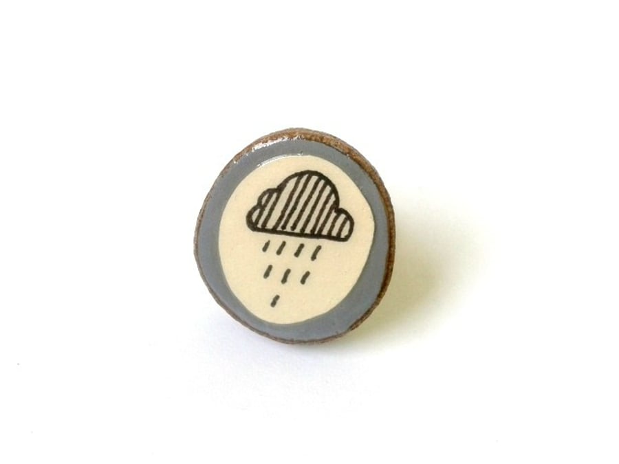 Grey Rain Cloud Illustrated Ring