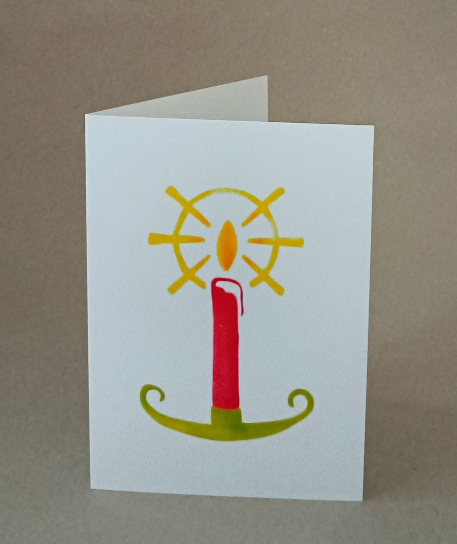 Candle Light handmade Christmas card made by the artist