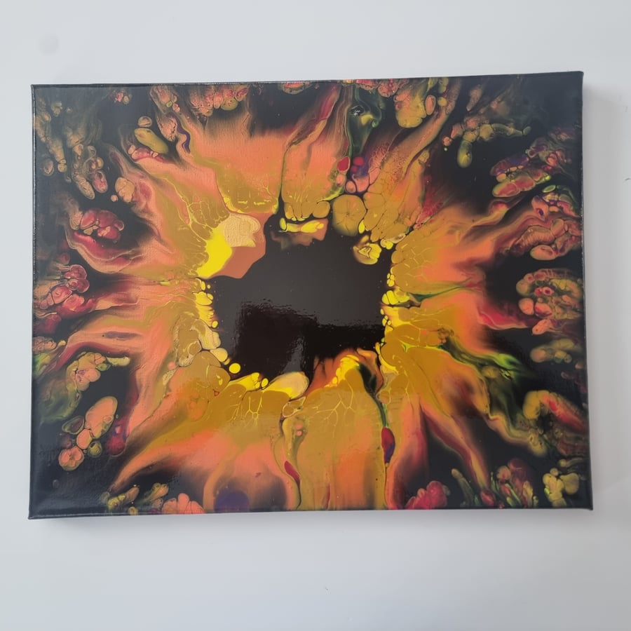 (5) Abstract, Acrylic Art Picture on Canvas, Dancing Flames