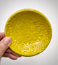 Stoneware yellow trinket dish with embossed botanical design - Image 1