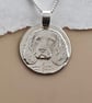 Spaniel Coin Pendant Necklace Recycled Sterling Silver