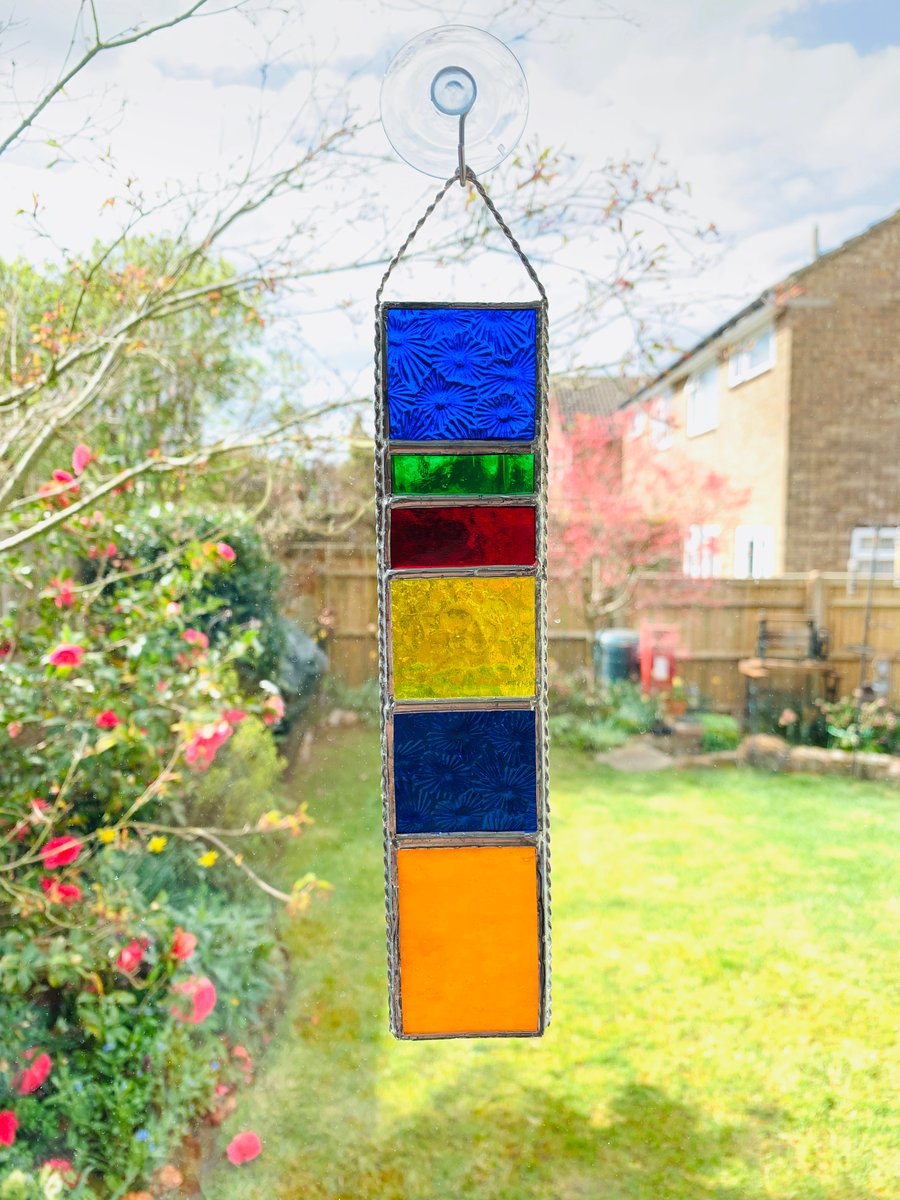 Stained Glass Strip Garden Hanger - Handmade Hanging Decoration 