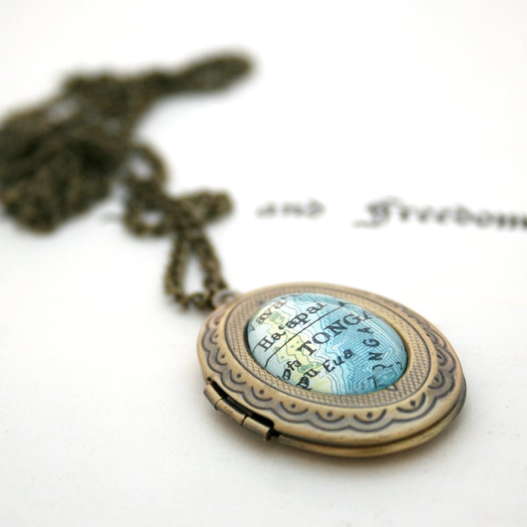 Personalised Locket Necklace with My Map Location; Destination Jewellery