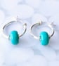 Turquoise earrings, natural turquoise stone, sleeper earrings, handmade, pebble  - Image 3