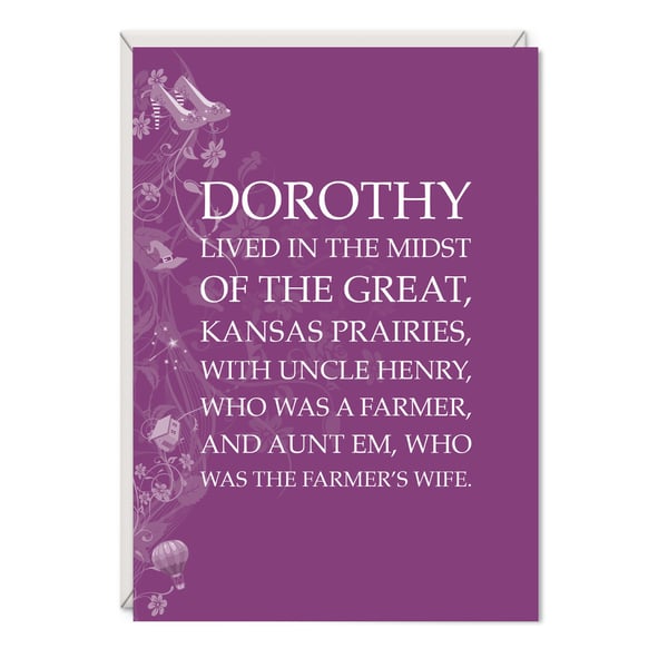 Wizard of Oz Greetings Card Literary Gift - Dorothy Word Art Card